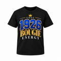 Black 1926 Bougie Energy T-shirt, complete front view