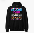 Black DNP by Popular Demand pullover hoodie with colorful front graphic