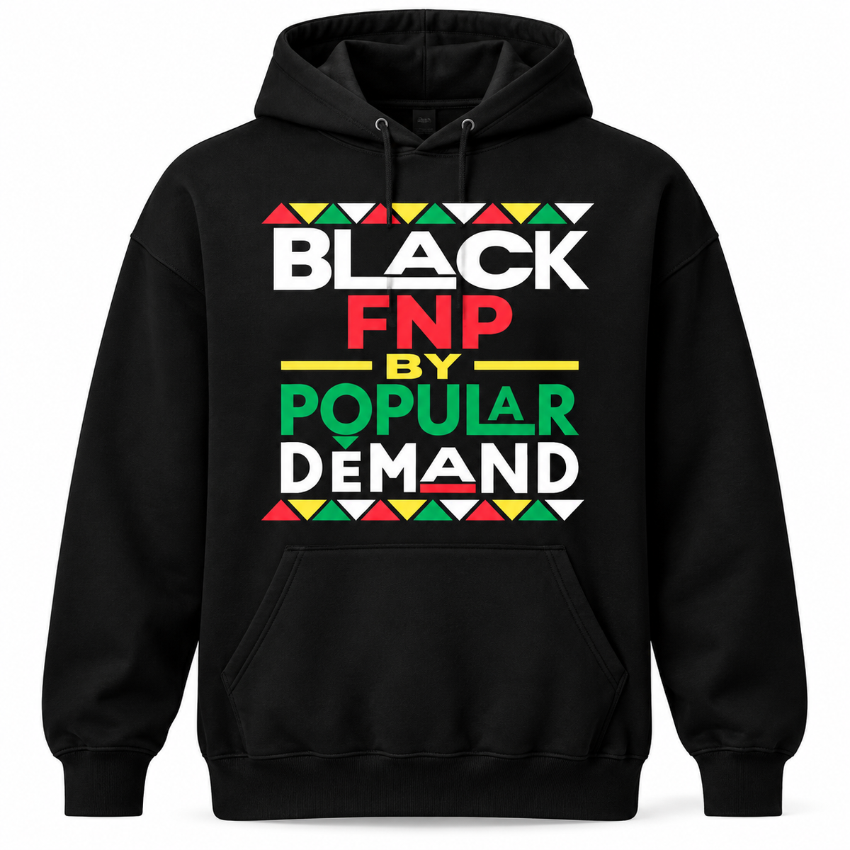 Black FNP by Popular Demand pullover hoodie front mockup
