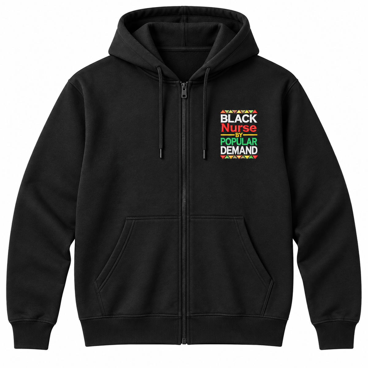 Black Nurse zip-up hoodie professional front mockup