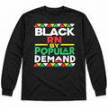 Black RN by Popular Demand long-sleeve shirt with red yellow green and white front graphic