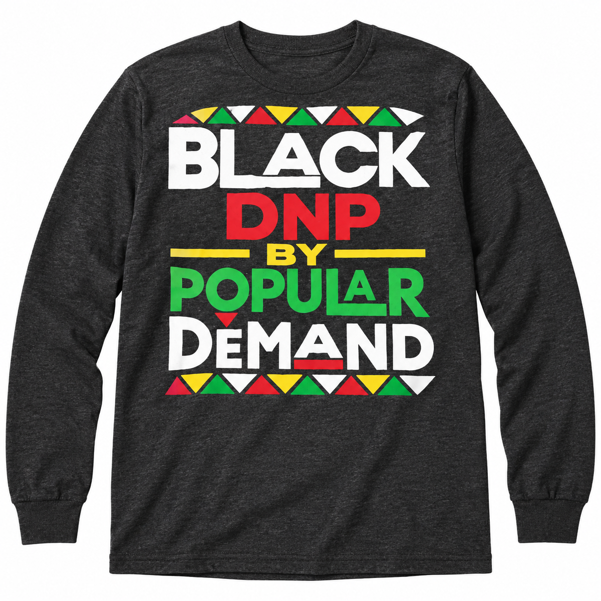 Heather gray Black DNP by Popular Demand long-sleeve shirt with multicolor front graphic