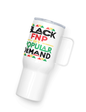 White FNP 40 oz handled tumbler
