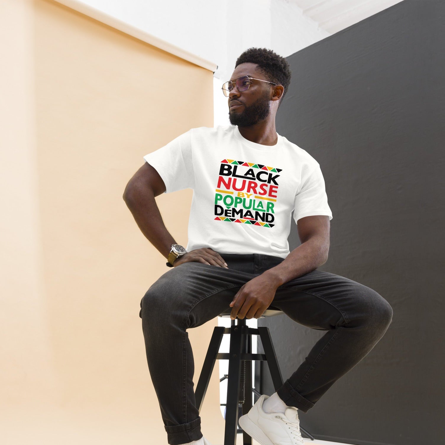 Black Nurse By Popular Demand T-Shirt in White